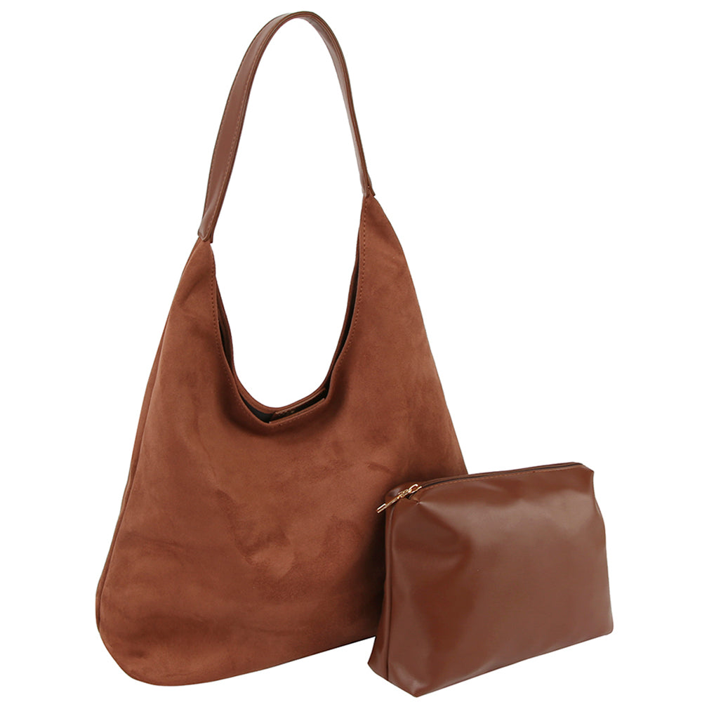 Suede Crescent Tote Bag