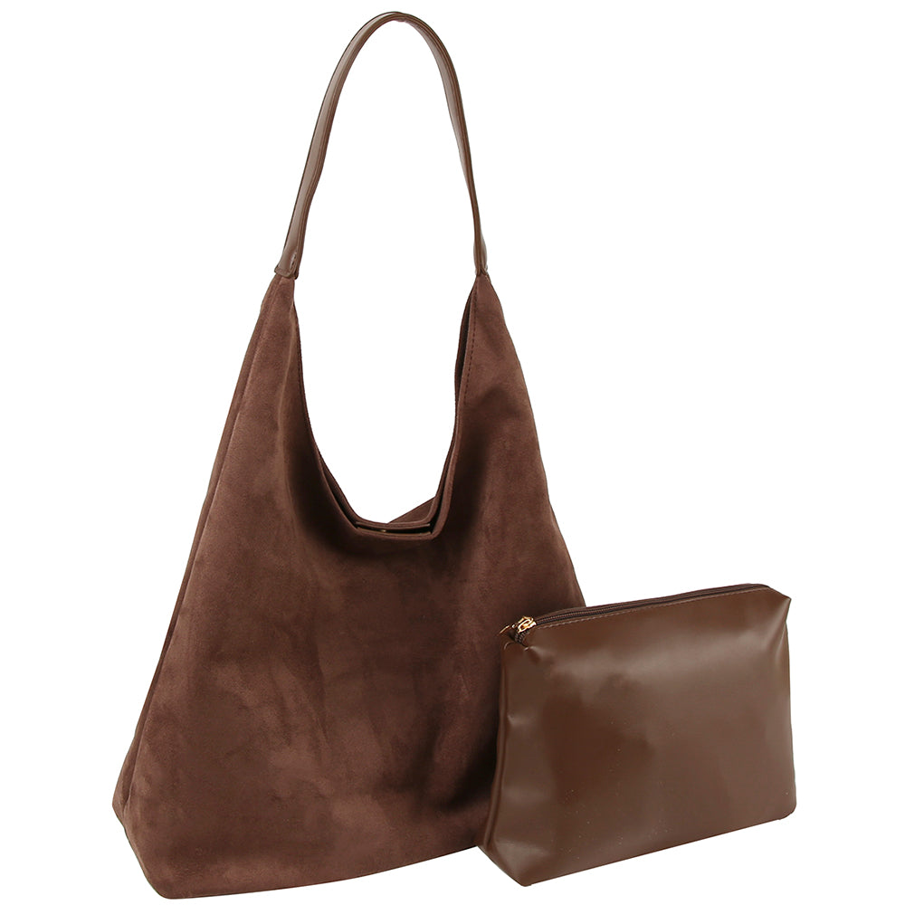 Suede Crescent Tote Bag