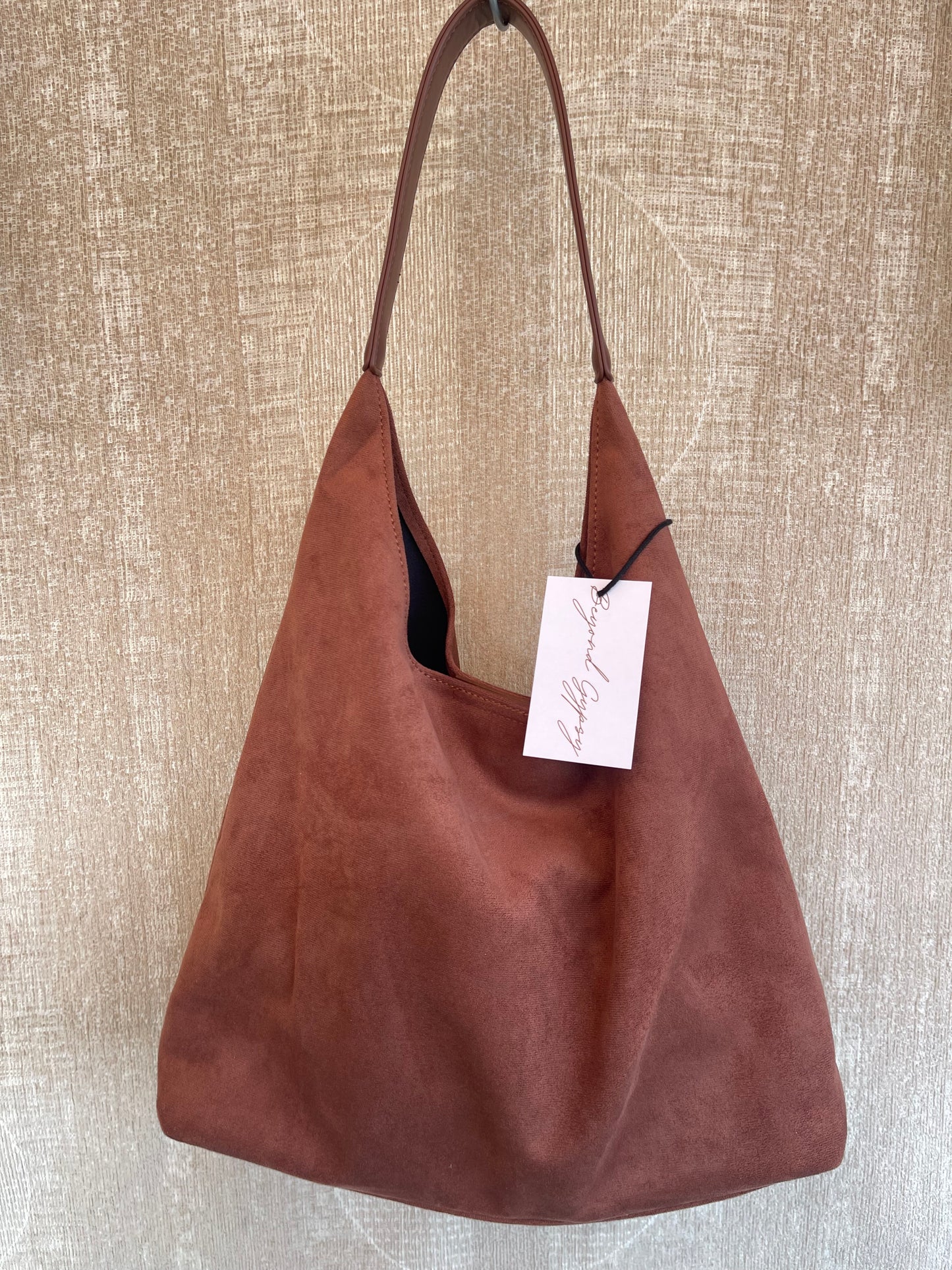 Suede Crescent Tote Bag