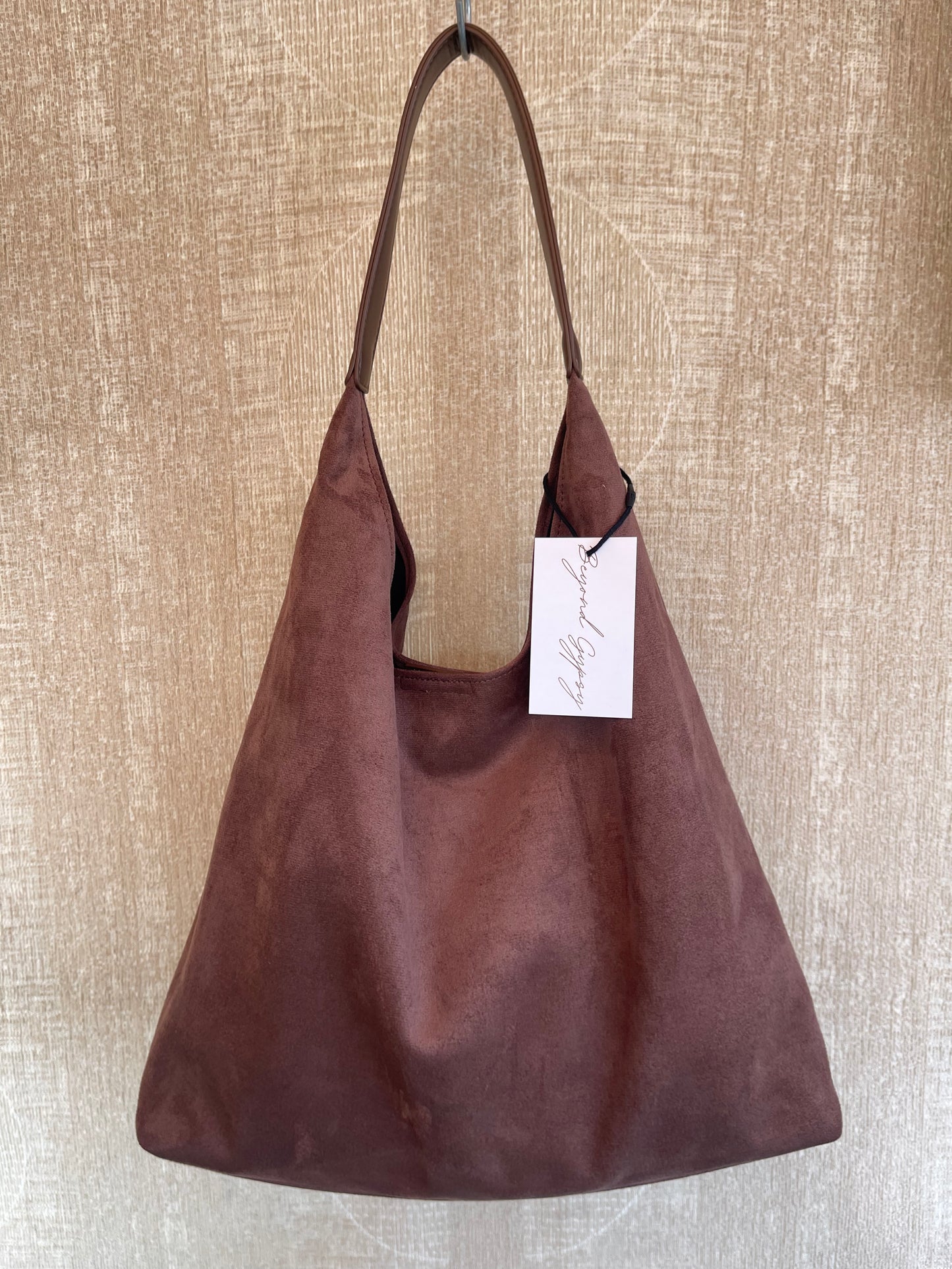 Suede Crescent Tote Bag