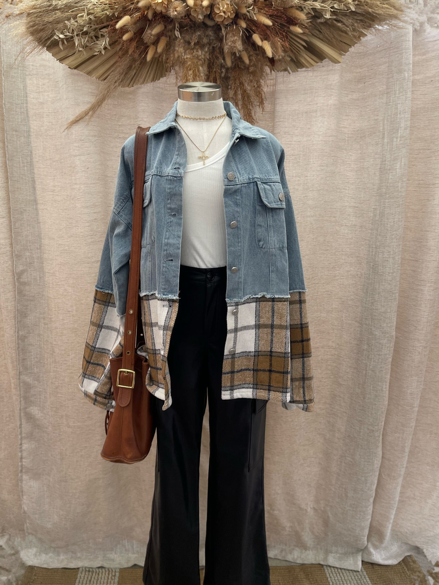Out Of The Woods Plaid Denim Jacket